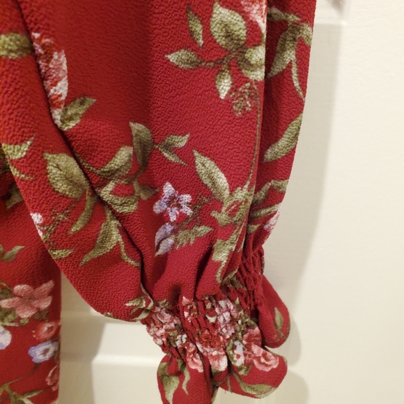 Dark Raspberry Mock Neck Dress, Size L - Picture 3 of 7